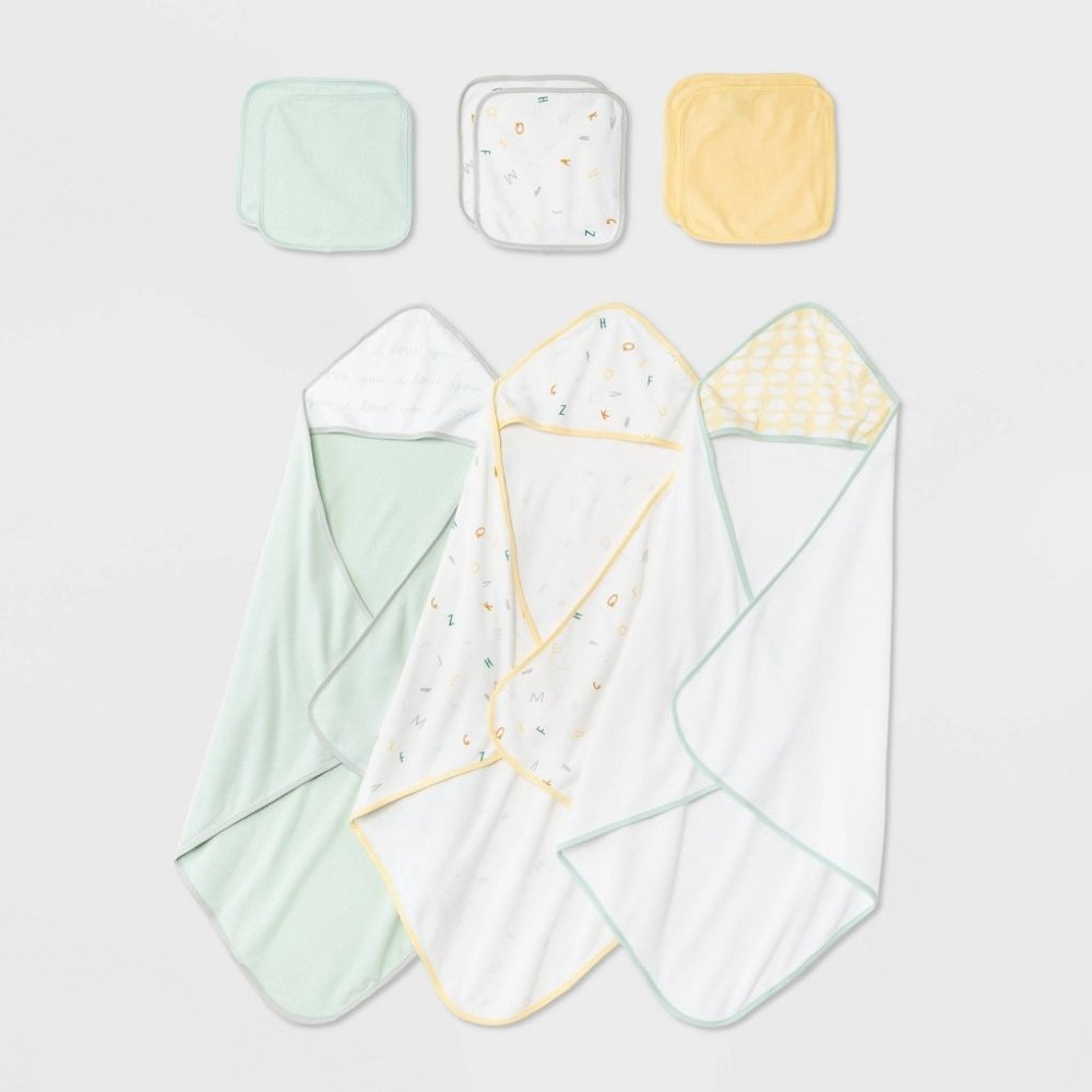 Cloud Island Infant 3 Hooded Towels & 6 Washcloths